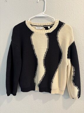 Equipment Femme Sweater Wavy Knit in Black & Cream (size S)